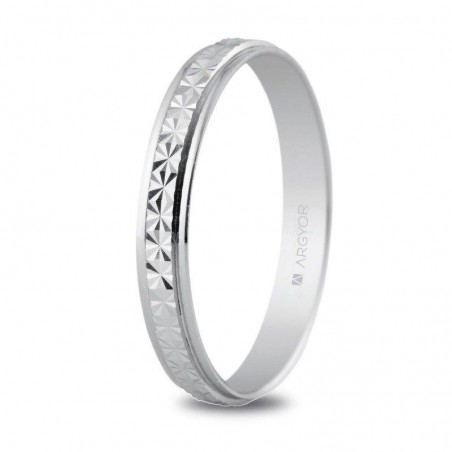 Alianza de plata 3mm banda central facetada