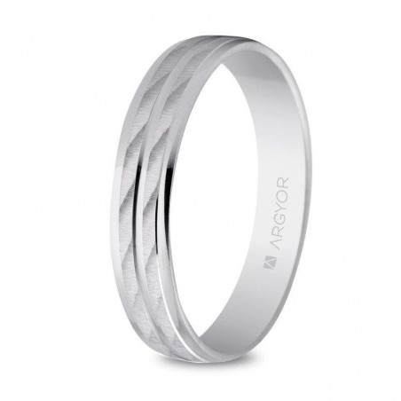 Alianza de plata con baño de rodio 4mm
