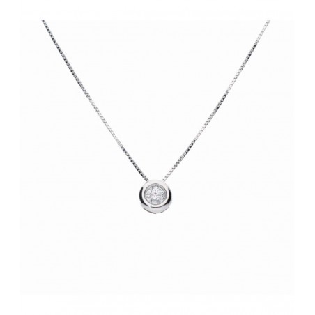 Colgante Oro Blanco Chatón 0,22 ct con cadena