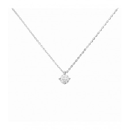 Colgante de Oro Blanco de 18K con Diamante y cadena