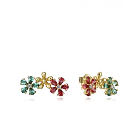 Pendientes Plata Viceroy Flor Multicolor