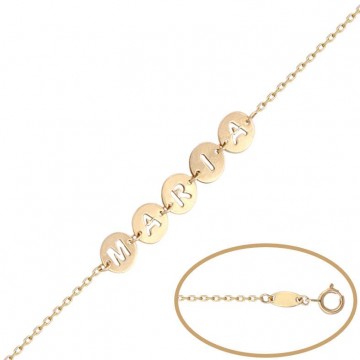 Pulsera Círculos Nombre Calado Oro 18K