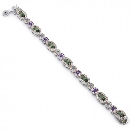 Pulsera de Plata con Cuarzos Admantinos y Circonitas