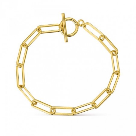 Pulsera de plata chapada eslabones rectangulares 19 cm de largo