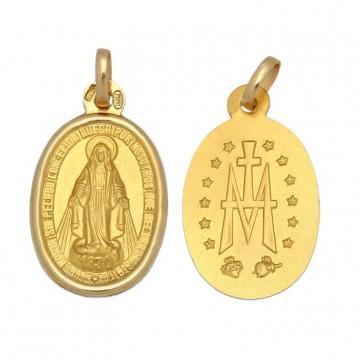 Medalla Oro 18Kts Virgen Milagrosa - 15x24 mmn