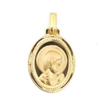 Medalla Oro 18Kts Virgen Niña Ovalada