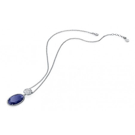 Collar de Plata rodiada con gema