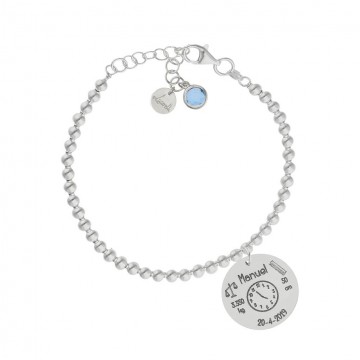 Pulsera Bolas Plata Natalicio Personalizada