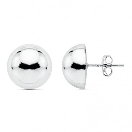 Pendientes 1/2 Bola Plata 14mm