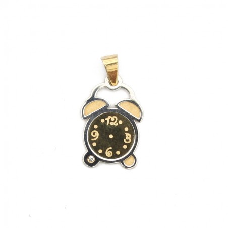 Colgante Oro 18Kts Reloj con Diamante