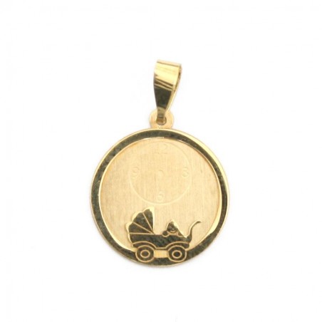 Chapa Redonda Pequeña Carrito Reloj Oro 18K