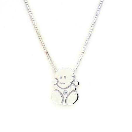 Gargantilla Oro Blanco 18K Bebé con diamante