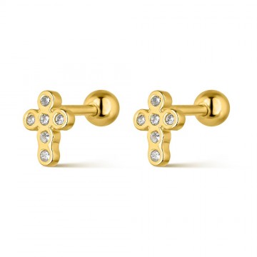 Piercing de plata chapado cruz de circonita de 5 mm