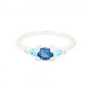 Sortija Oro 18K C/Diamantes 0.04ct y Circonita