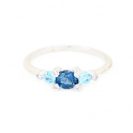 Sortija Oro 18K C/Diamantes 0.04ct y Circonita