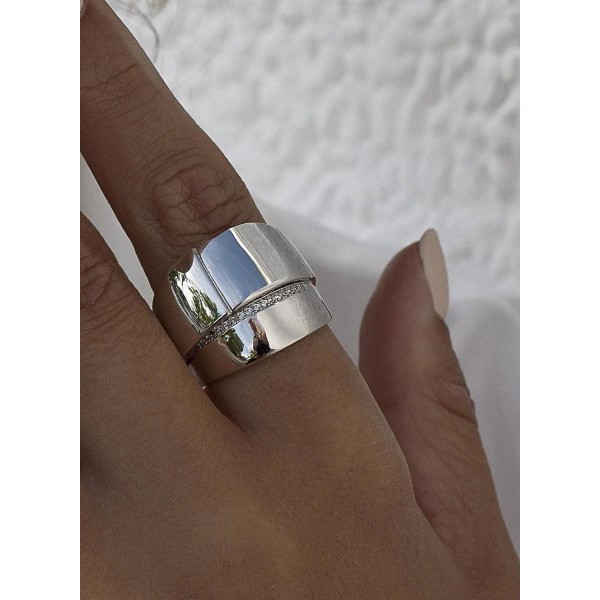 Economic Soft feet Category Line Argent - Anillo grande de plata diseño anillo doble