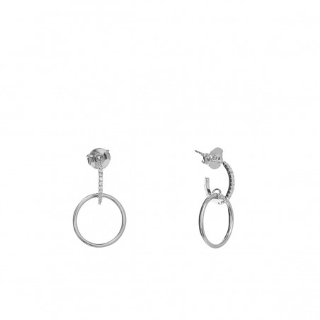 Pendientes con colgantes plata diseño doble aro con circonitas