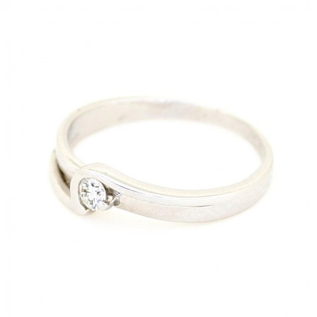 Sortija Oro Blanco 18K c/Diamante 0,12 Quilates. 