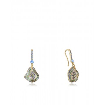 Pendientes Largos Viceroy con baño de oro y con colgante con circonitas de colores