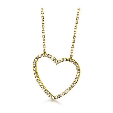 Colgante Corazón Grande Oro Amarillo 18K y Diamantes