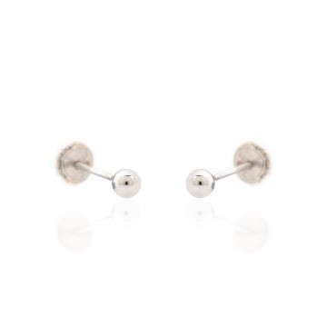 Pendientes Oro Blanco 18K Bola 3mm