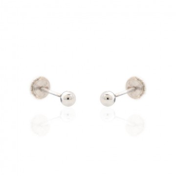 Pendientes Oro Blanco 18K Bola 3mm