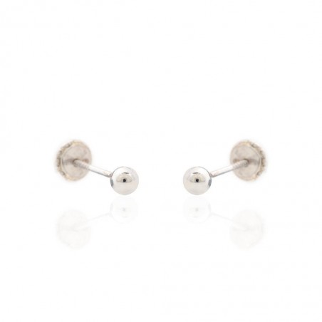 Pendientes Oro Blanco 18K Bola 3mm