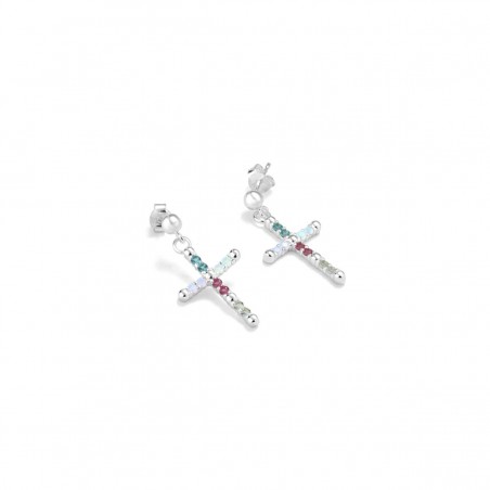 Pendientes Silver piedras colores CRUCES