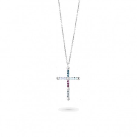 Collar SS cruz piedras colores CRUCES