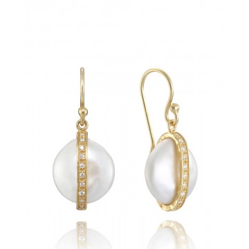 Pendientes Jewels de plata bañada en oro con perla y circonitas