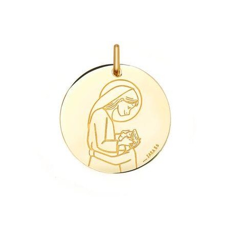 Medalla Virgen con Niño Oro 18K By Sara BG