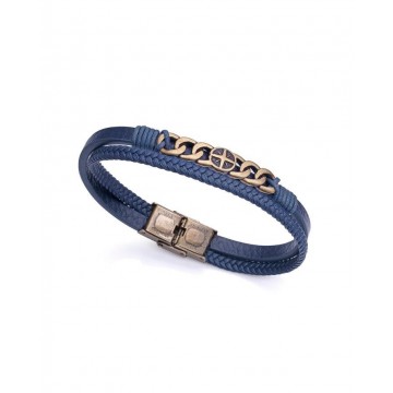 Pulsera de hombre Viceroy Magnum de acero Ip latón y cuero azul