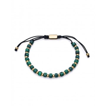 Pulsera Viceroy Magnum en acero con malaquita y bolas en Ip dorado