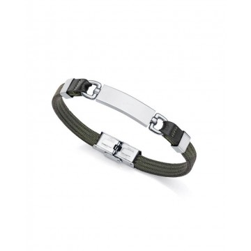 Pulsera Viceroy Magnum de nailon verde y piel negra con motivo en acero