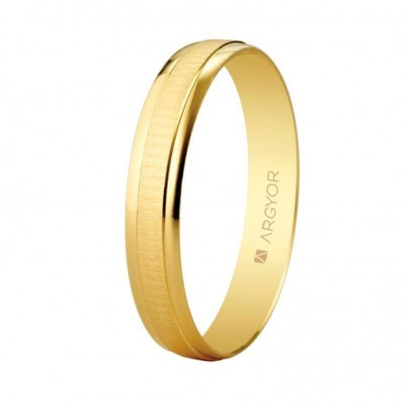 Alianza de boda de oro 18K textura-brillo 3,5mm