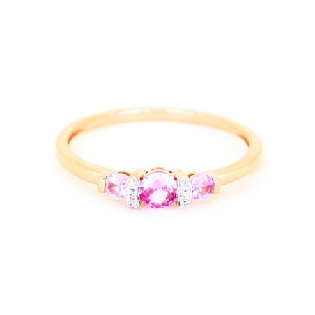 Anillo Oro 18K con diamantes  y Zafiros 