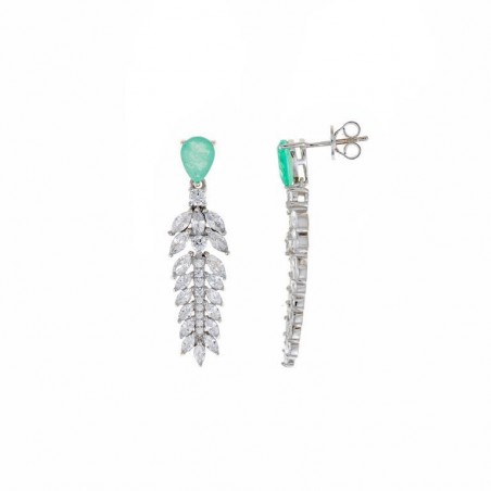 Pendientes Plata Salvatore largos con Cristal Verde Menta