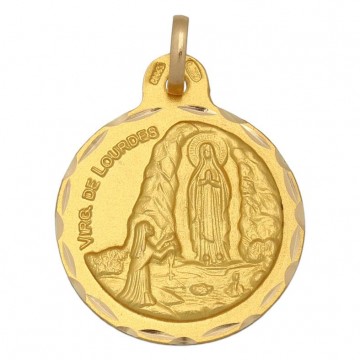 Medalla Oro 18K Virgen de Lourdes - 21mm