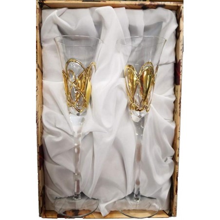 Juego de copas de Brindis "TU Y YO AIDA" Dorado