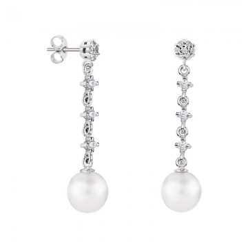 Pendientes de novia en plata y topacios con perlas