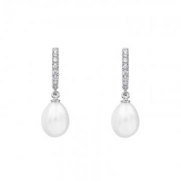 Pendientes de perlas para novias en plata arete topacios